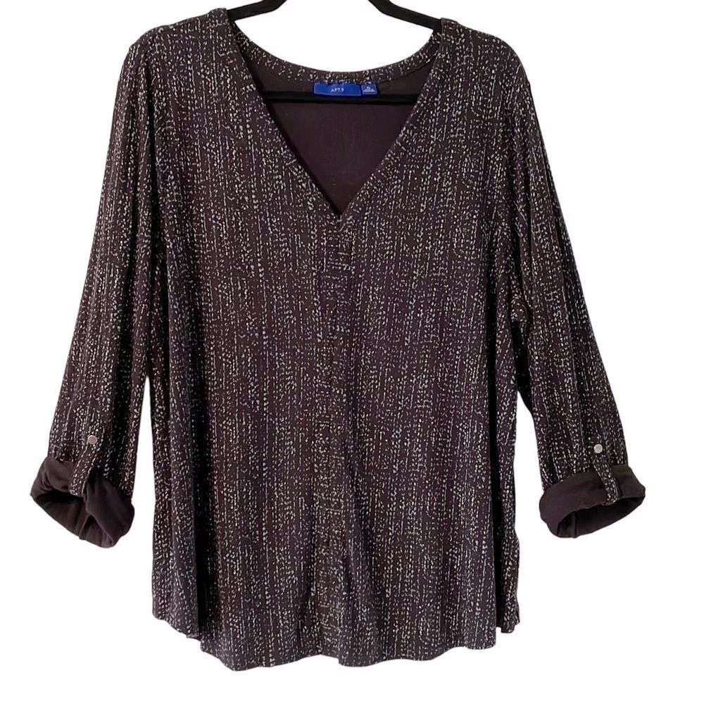 APT. 9 V-neck soft convertible sleeve rounded hem  top size XL